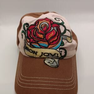 Vintage Bon Jovi New Jersey Lost Highway Tour Hat Cap Rose Tattoo Infinity
